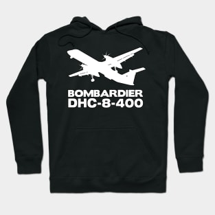 Bombardier Dash 8-400 Silhouette Print (White) Hoodie